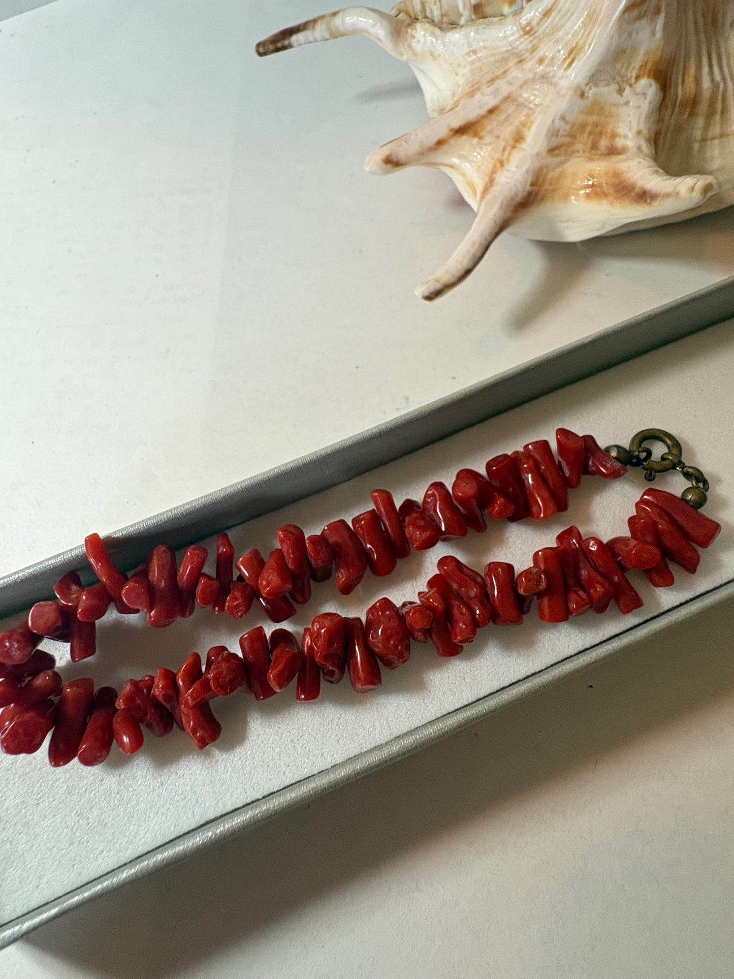 Vintage rotes Korallenarmband – Astkoralle, ca. 18,5 cm