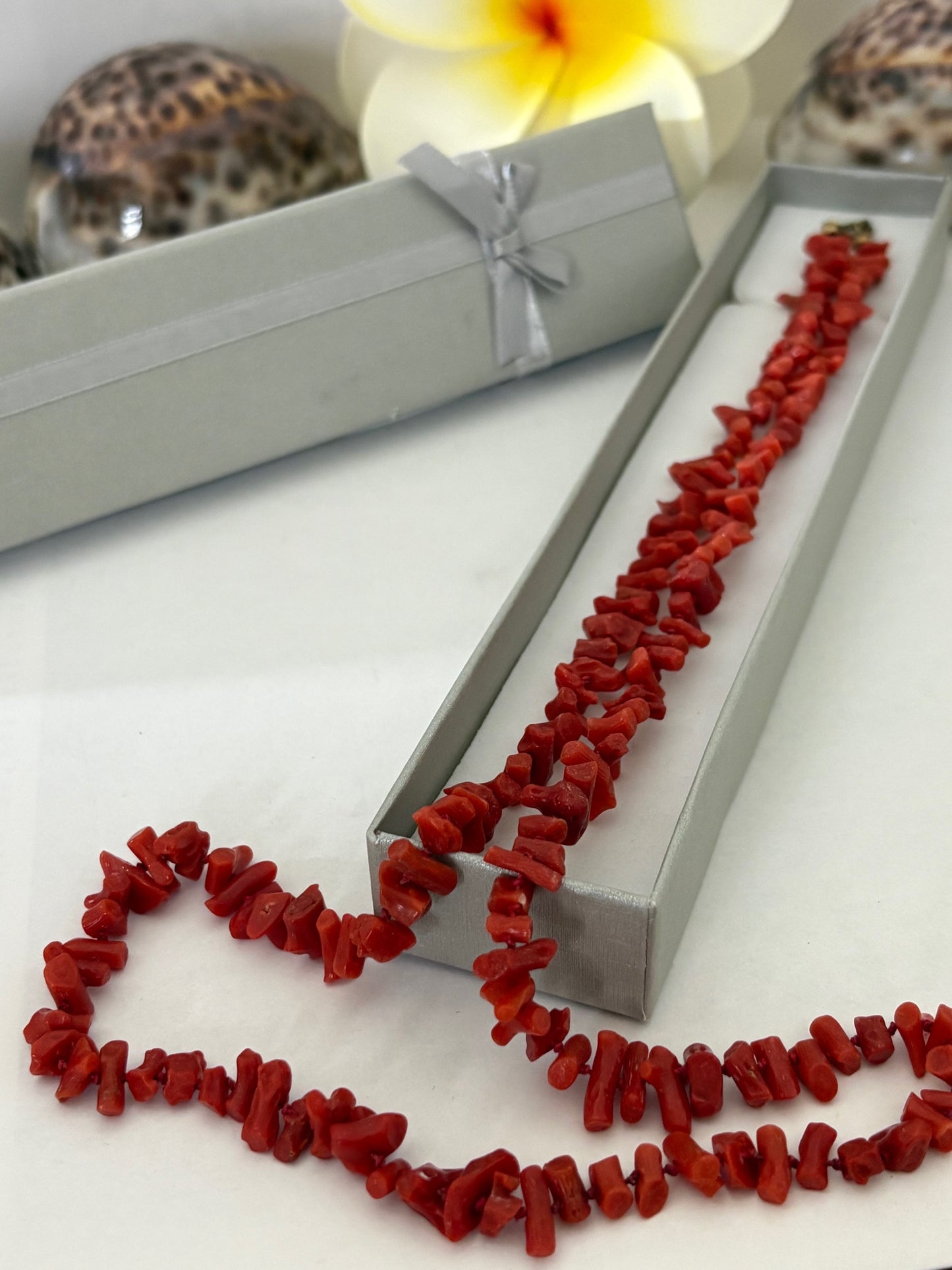 Vintage lange rote Korallenkette – ca. 68,5 cm