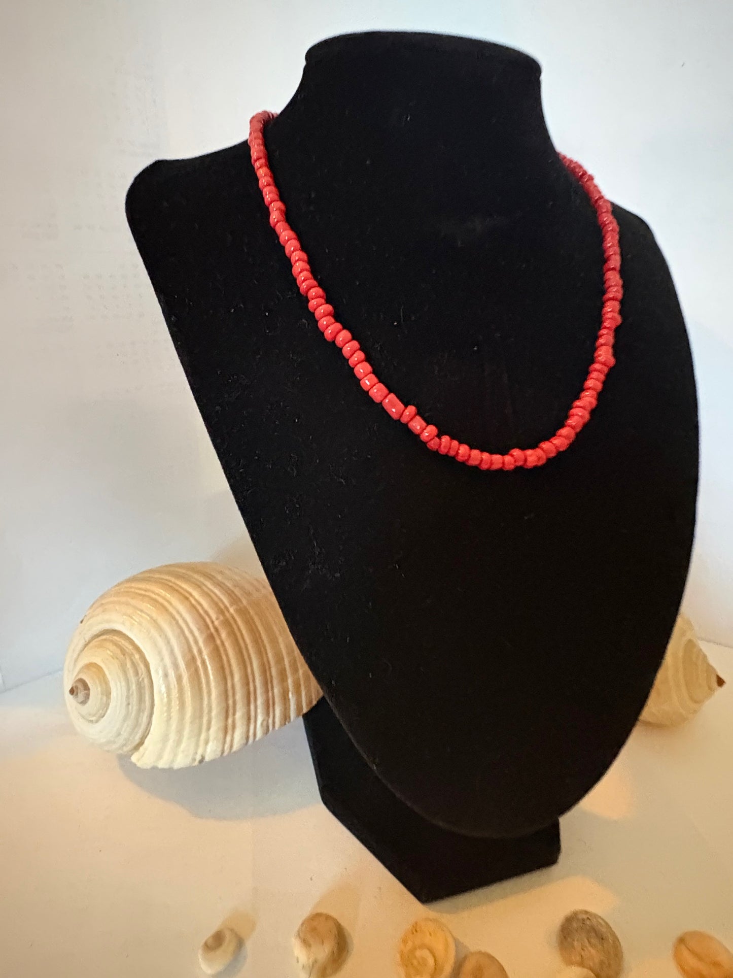 Vintage rote Korallenkette – authentisch, ca. 39,5 cm