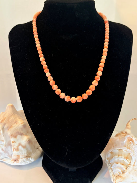 Vintage Engelshautkorallen-Kette (Angelskin Coral) – ca. 43 cm