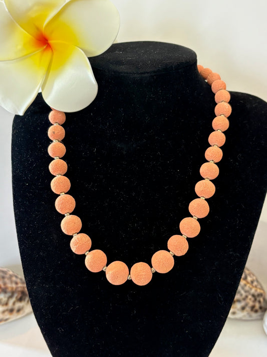 Vintage Korallenkette aus rosa Schaumkorallen-Elementen – klassischer Korallenschmuck, ca. 43 cm