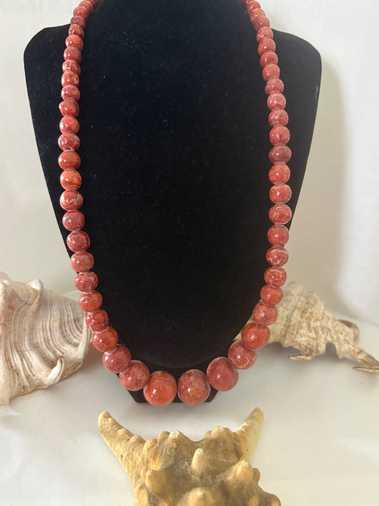 Vintage Schaumkorallen-Kette Rot – klassische lange Korallenkette