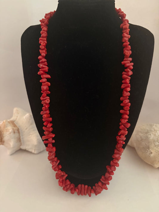 Vintage rote Korallenkette – verlängerbar, ca. 59 cm (+ bis ca. 65 cm)