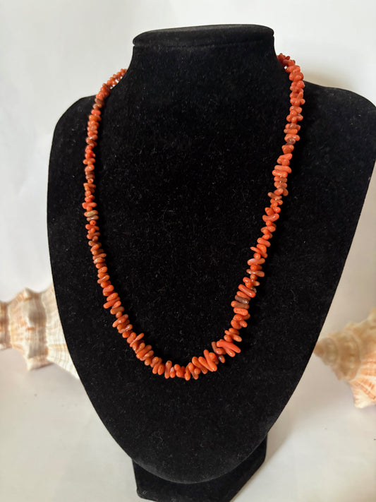 Vintage rote Korallenkette aus Italien (Region Sciacca) – handgefertigt, ca. 45,4 cm