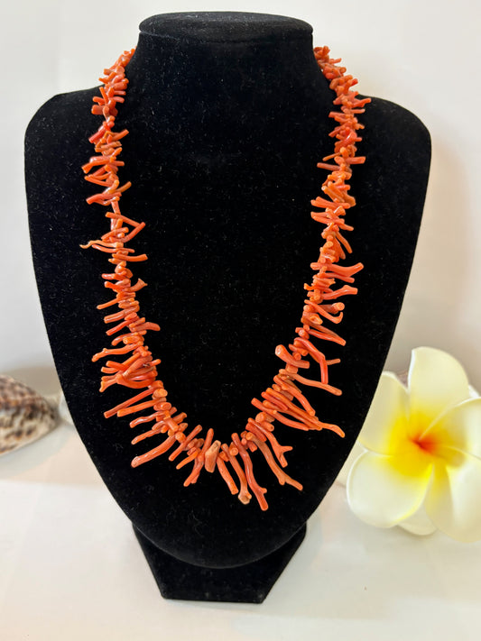 Vintage rote Korallenkette – Astkorallen-Optik, ca. 46,5 cm