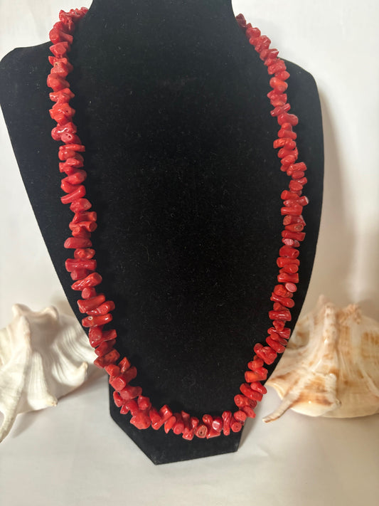 Vintage-Korallenkette – rote Koralle, ca. 58 cm