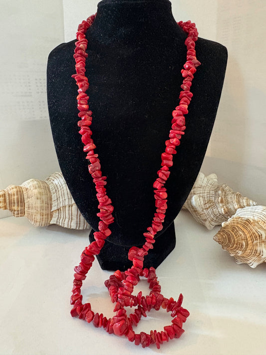 Vintage lange rote Korallenkette – ca. 90 cm