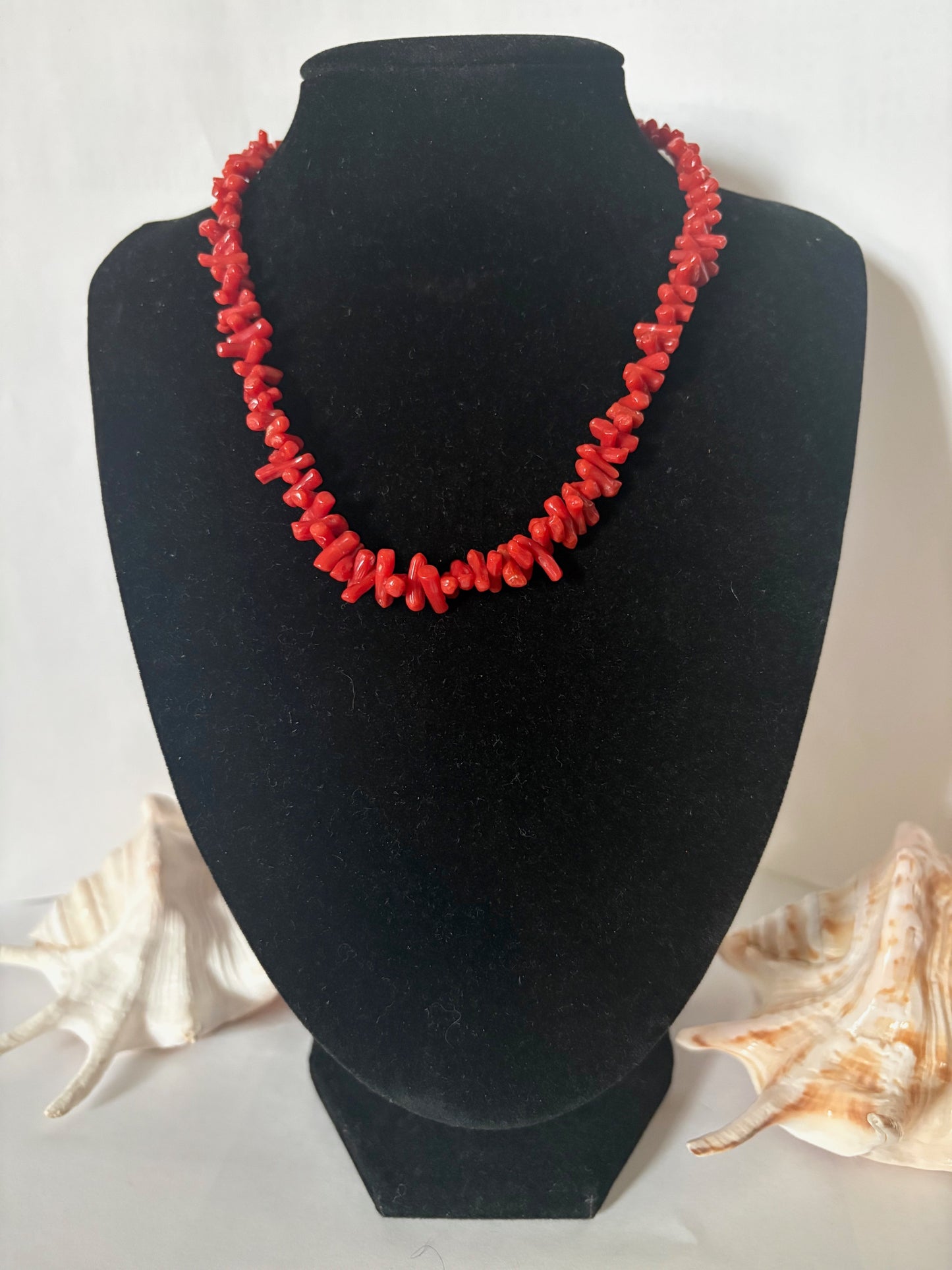 Vintage rote Korallenkette – Korallenmaterial, ca. 39,5 cm