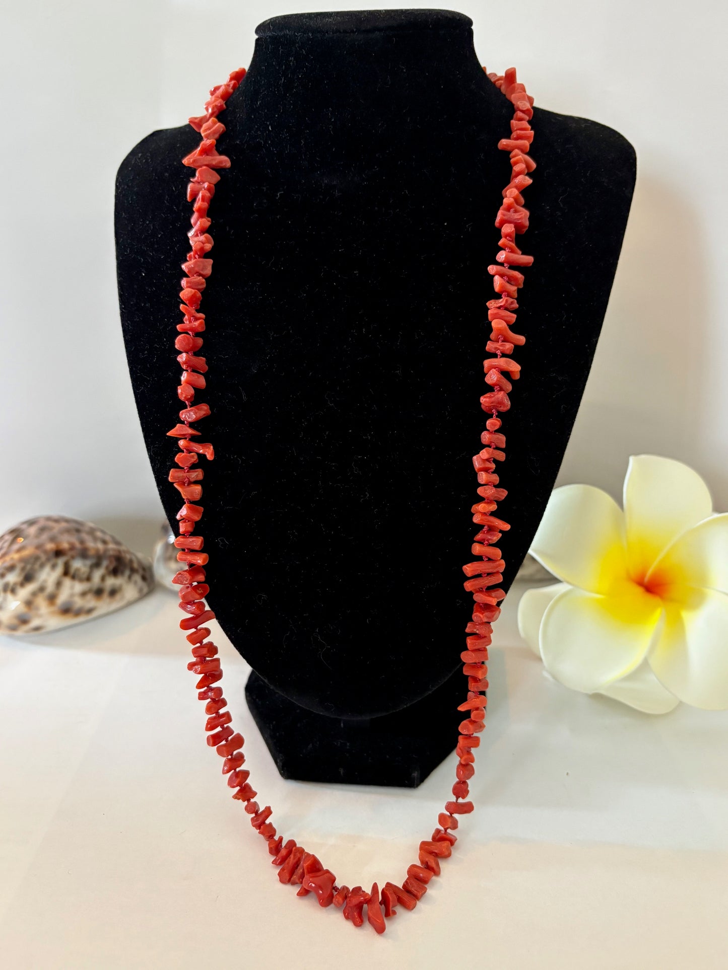 Vintage lange rote Korallenkette – ca. 68,5 cm