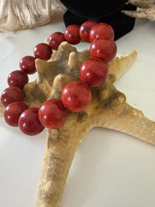 Vintage Korallenarmband Rot – klassisches Armband mit runden Perlen