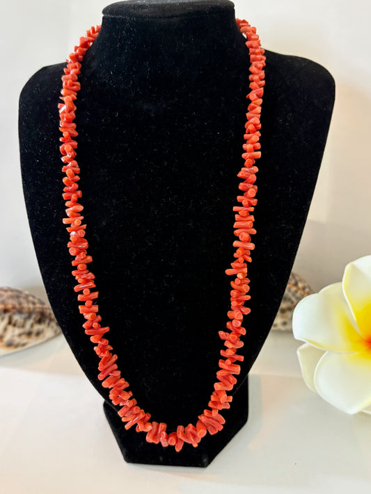 Vintage rote Korallenkette – klassischer Korallenschmuck, ca. 58 cm