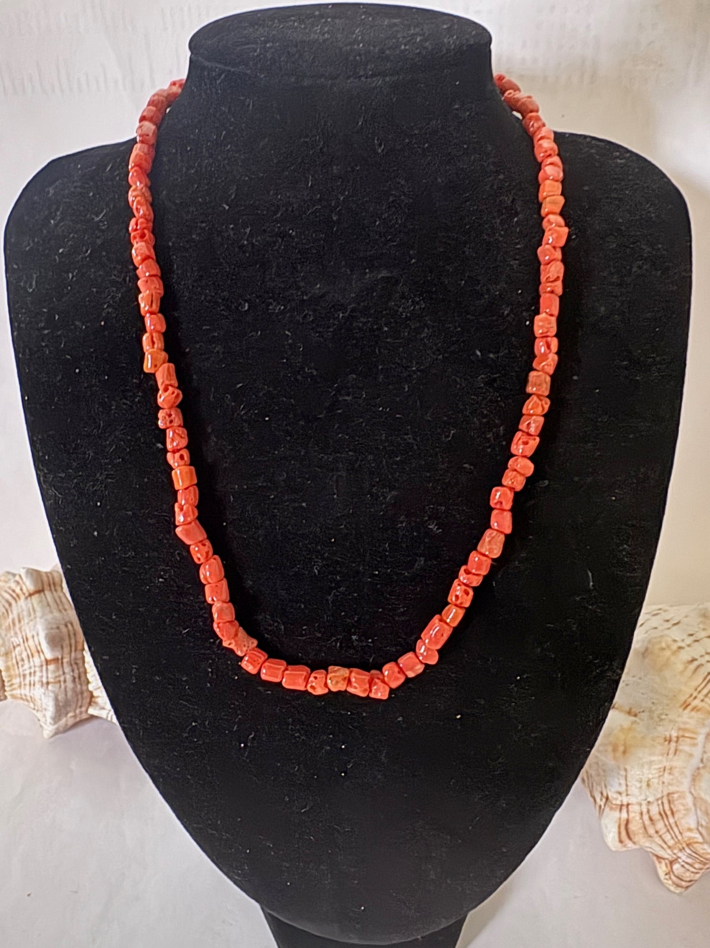 Vintage Korallenkette in warmem Rot – kurze Halskette mit 925 Silberverschluss, roségold plattiert