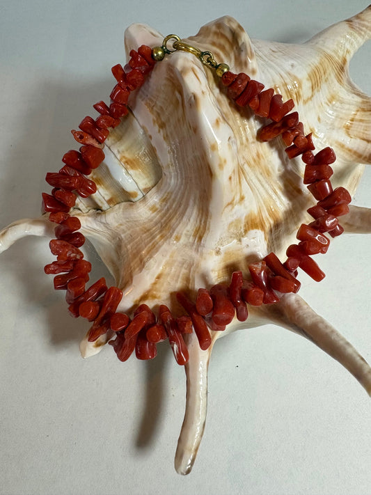Vintage rotes Korallenarmband – Astkoralle, ca. 18,5 cm