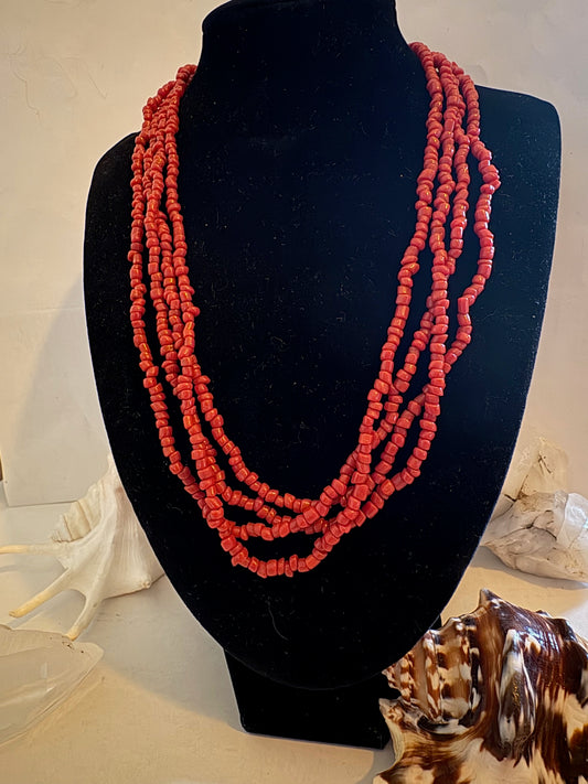 Vintage Korallenkette mehrreihig – klassisch, ca. 48 cm