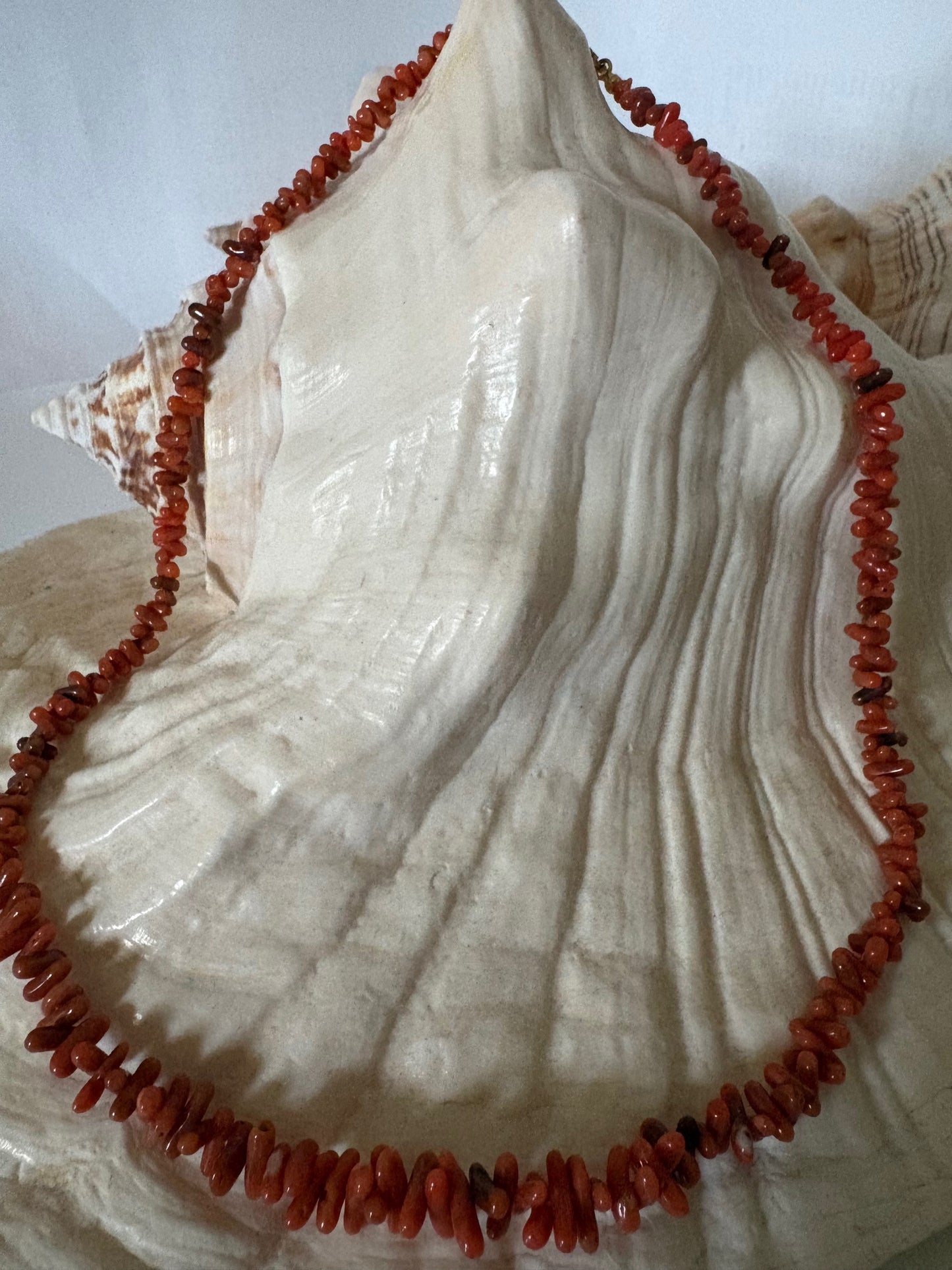 Vintage rote Korallenkette aus Italien (Region Sciacca) – handgefertigt, ca. 45,4 cm