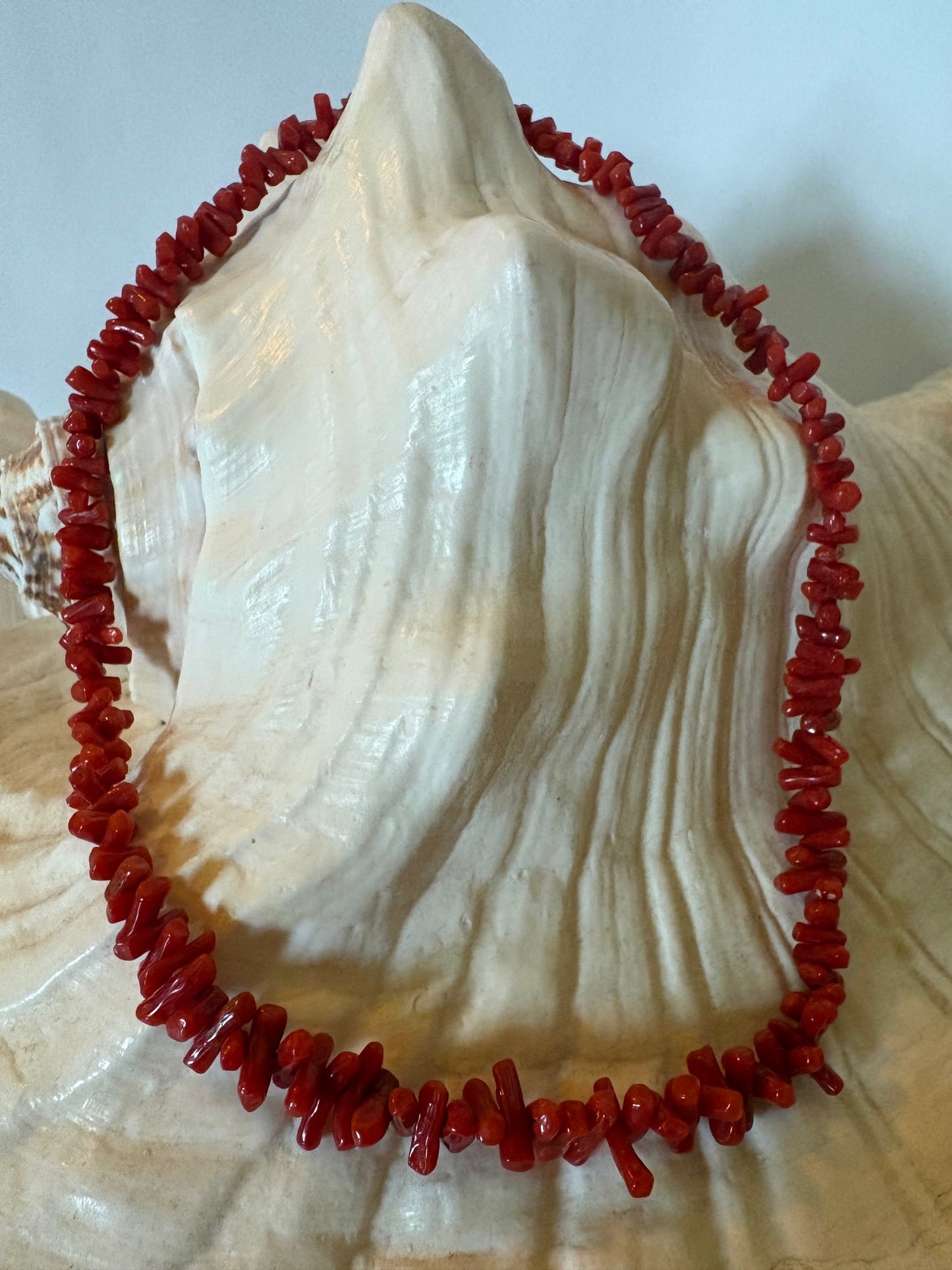 Vintage rote Korallenkette – Korallenmaterial, ca. 39,5 cm