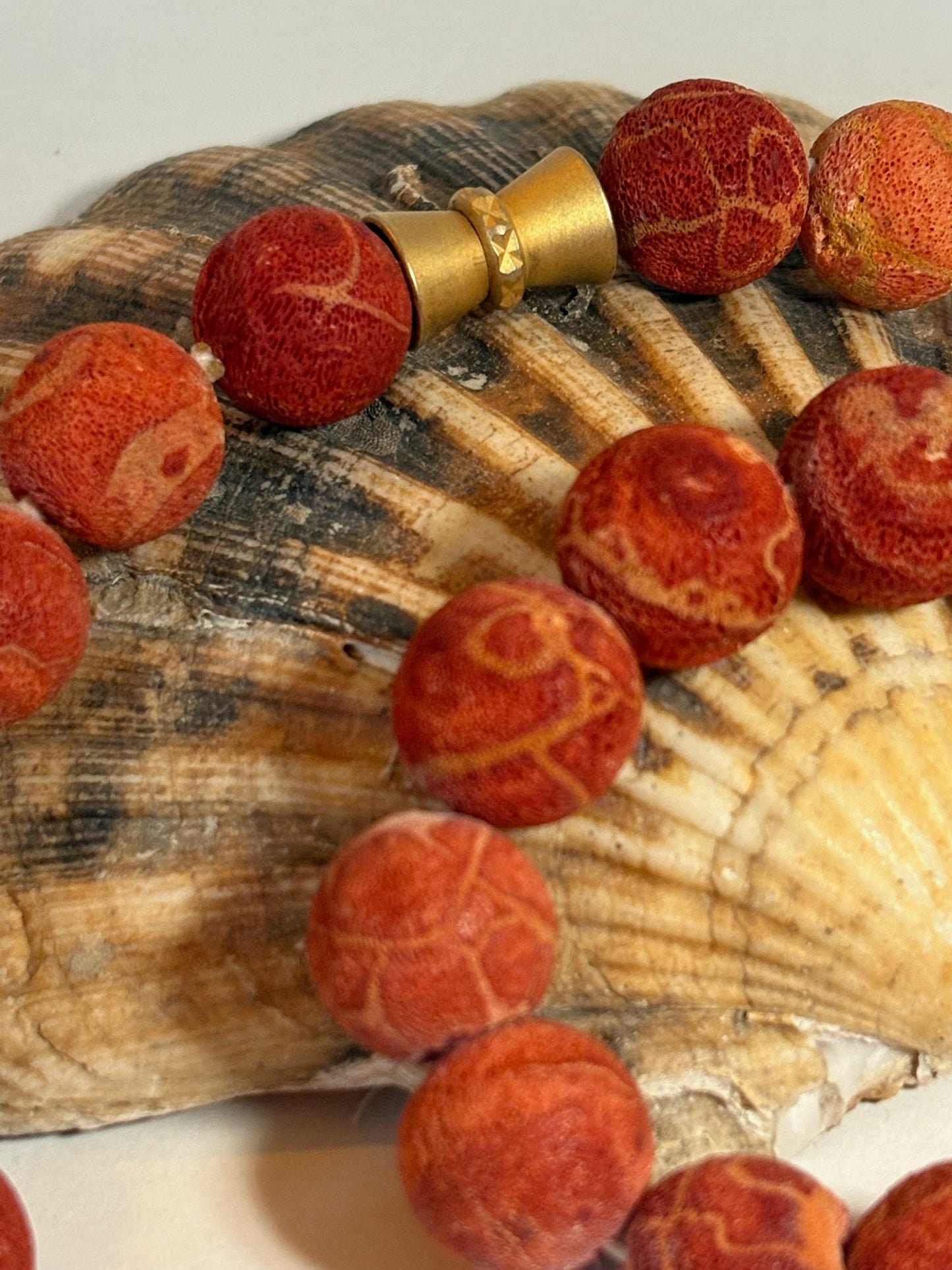 Vintage Schaumkoralle Set – Halskette & Armband, ca. 49 cm & elastisch