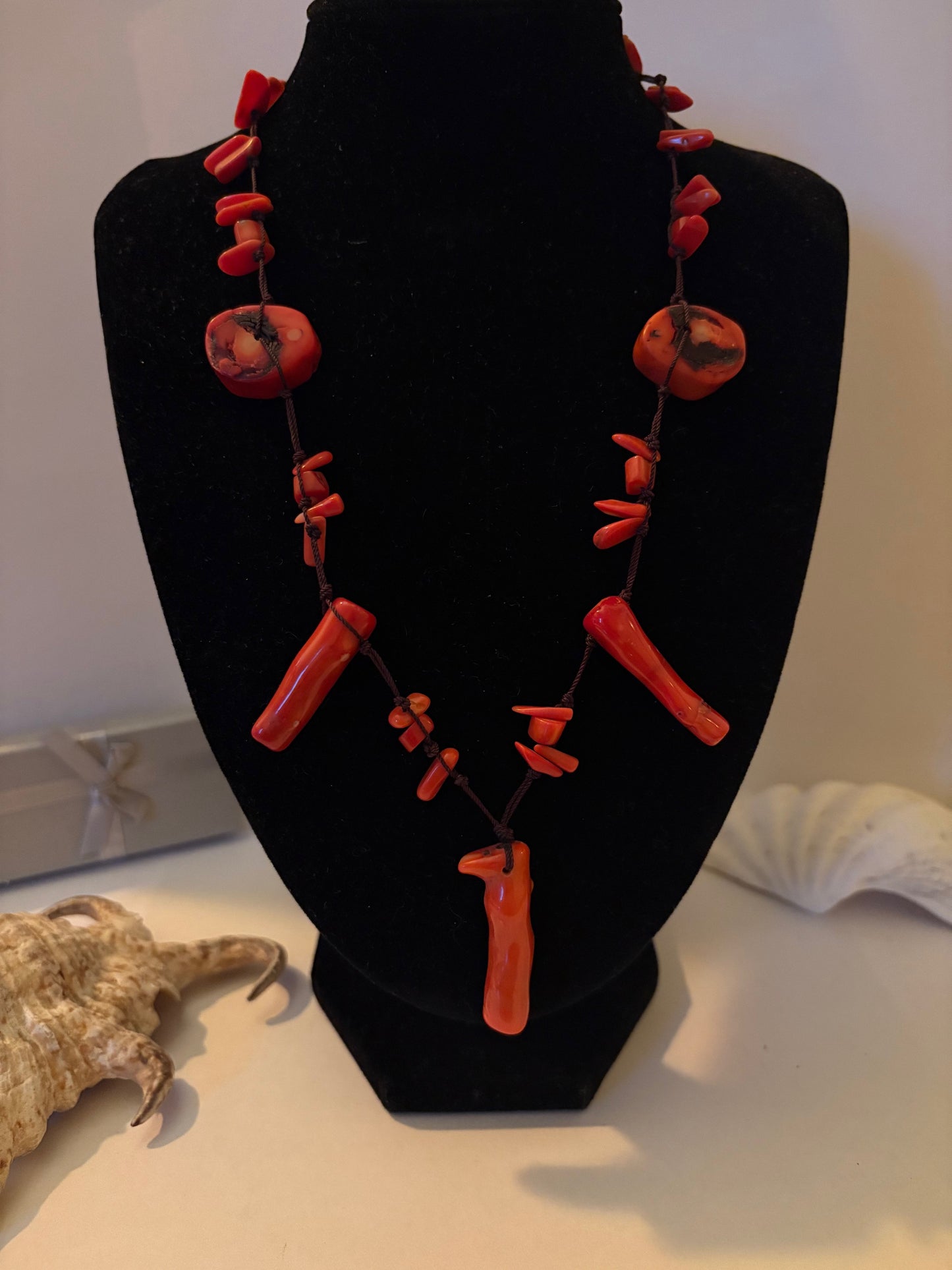 Vintage Statement Korallenkette Rot – Variabel 41–46 cm mit Verlängerung