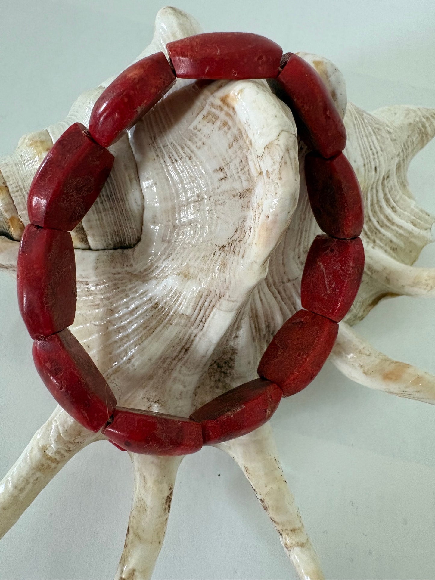 Vintage Korallenarmband Rot – elastisches Armband mit Korallensegmenten