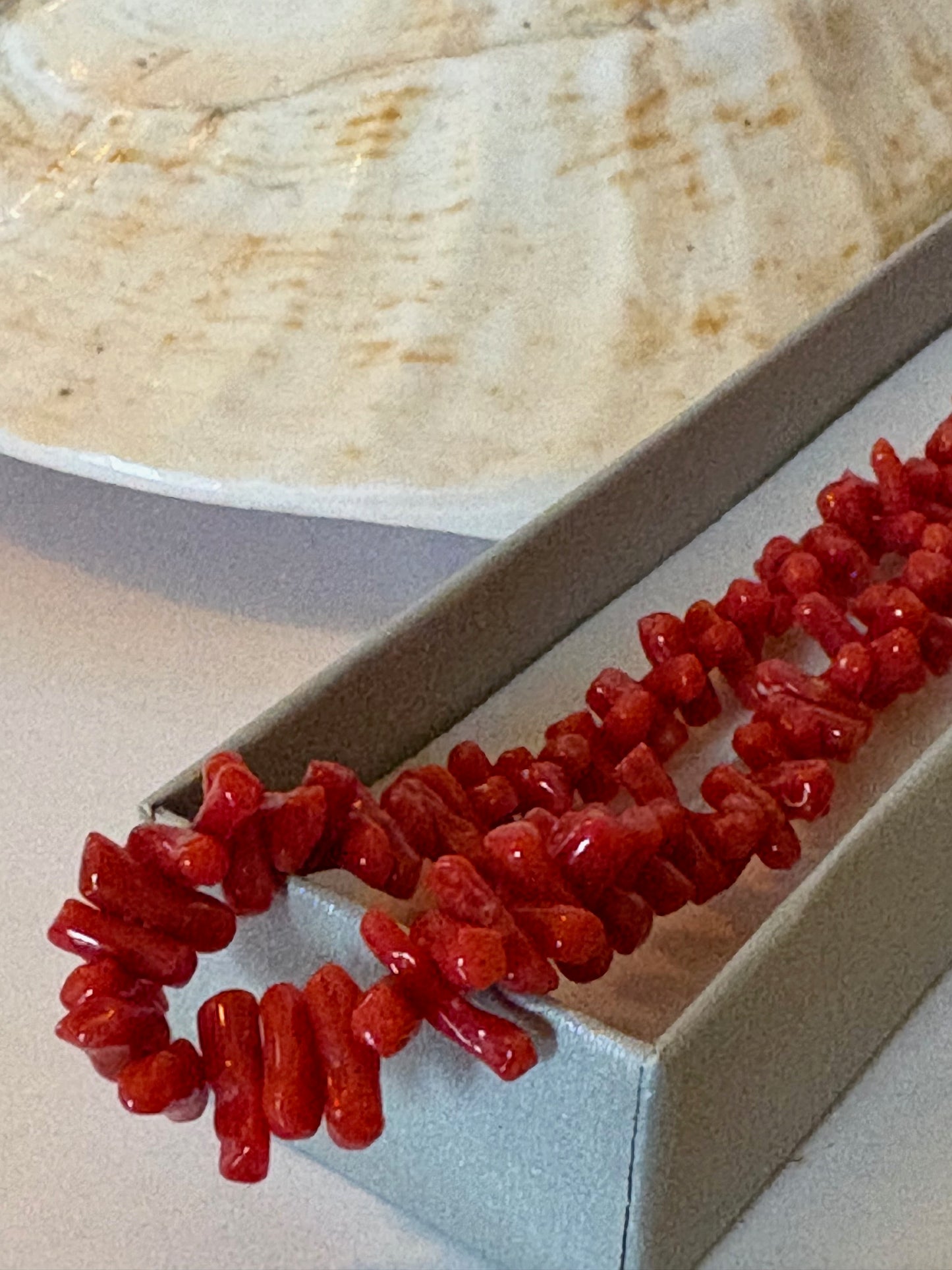 Vintage rote Korallenkette – Korallenmaterial, ca. 39,5 cm