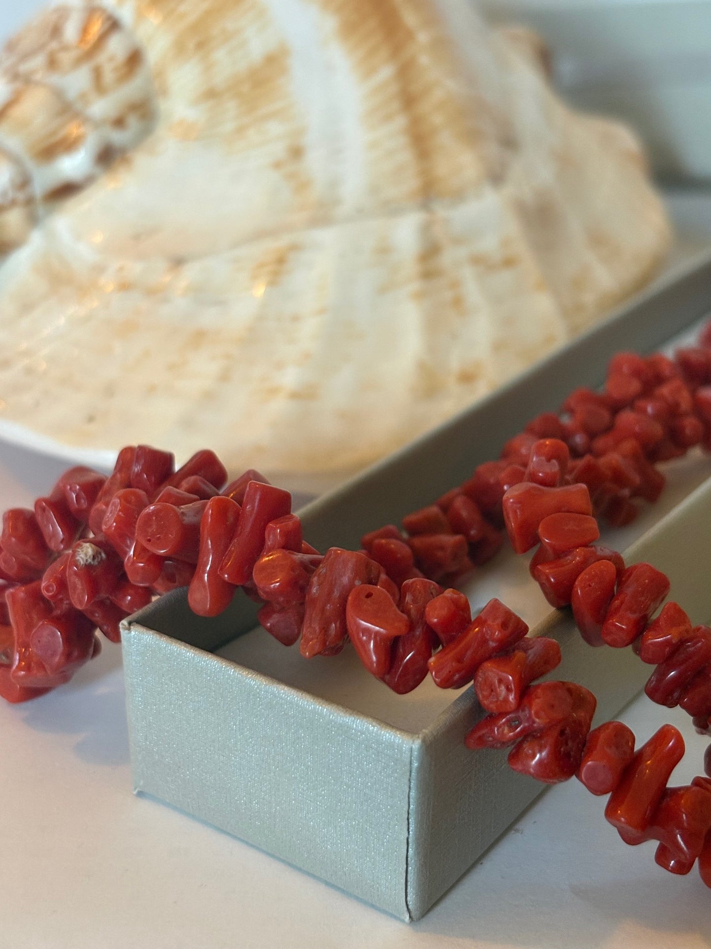 Vintage-Korallenkette – rote Koralle, ca. 58 cm