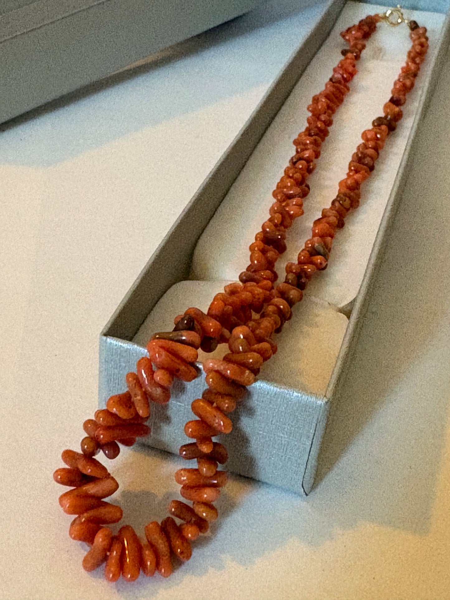 Vintage rote Korallenkette aus Italien (Region Sciacca) – handgefertigt, ca. 45,4 cm