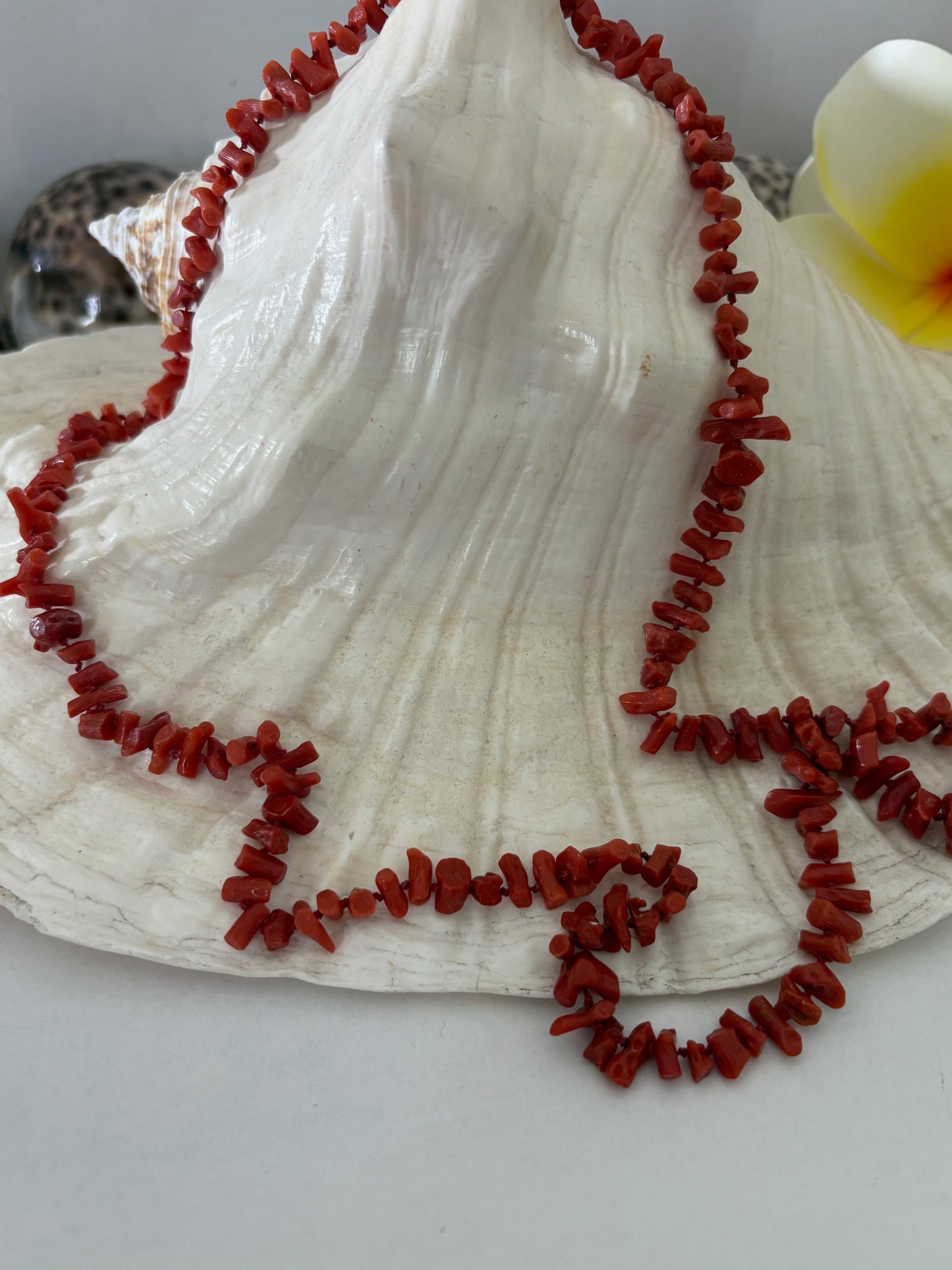 Vintage lange rote Korallenkette – ca. 68,5 cm