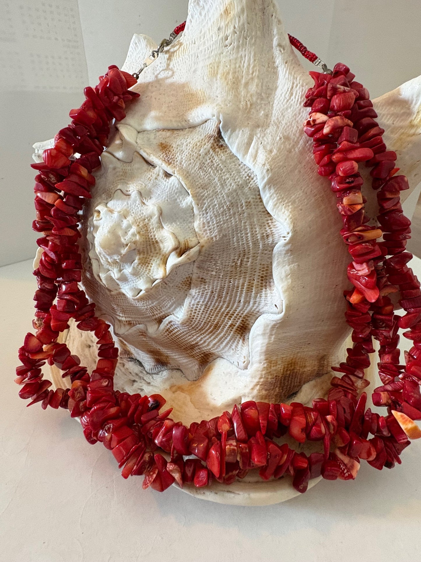 Vintage dreigliedrige rote Korallenkette – ca. 49,5 cm