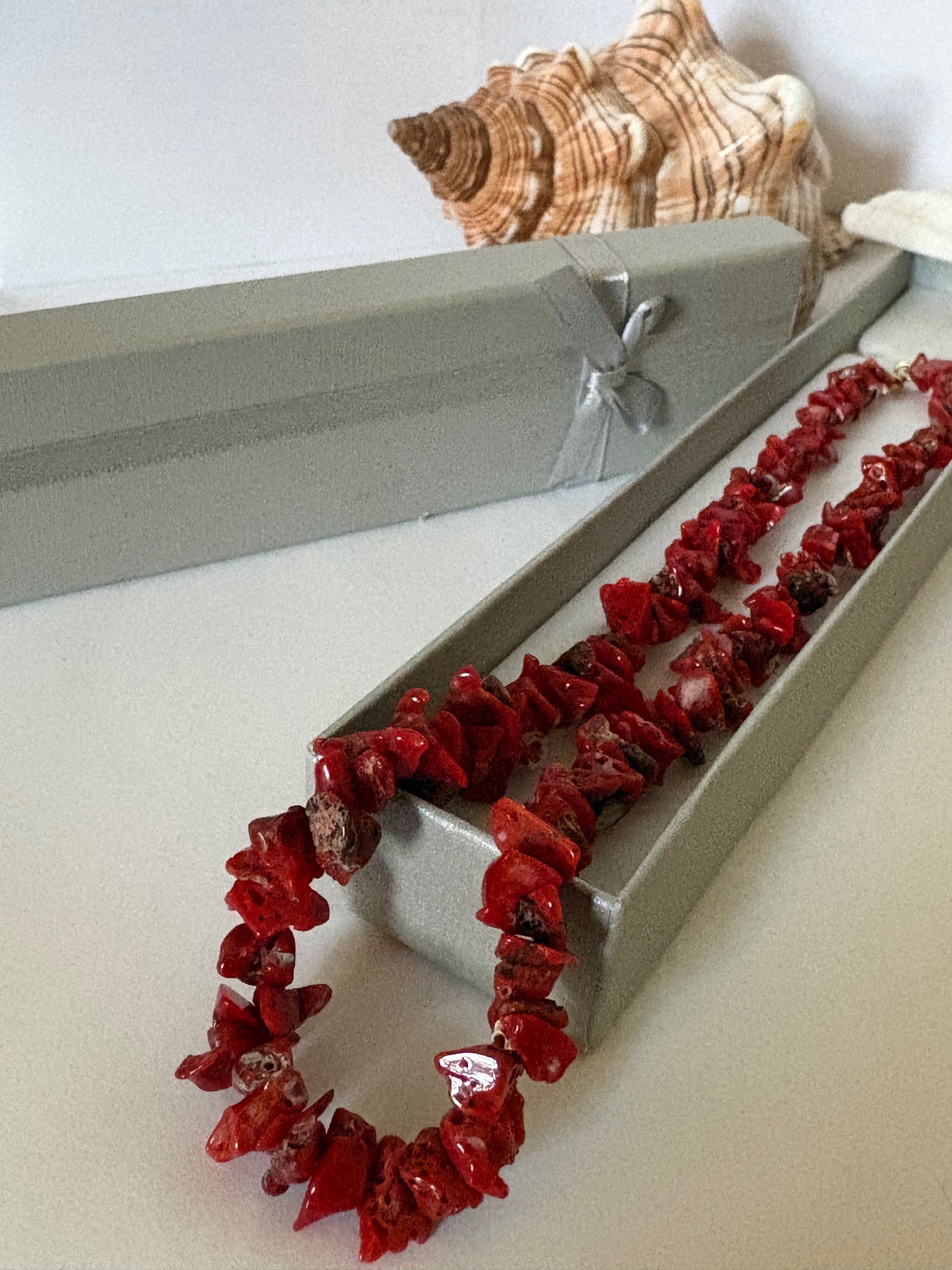 Vintage rote Korallenkette – hochwertig, 40 cm