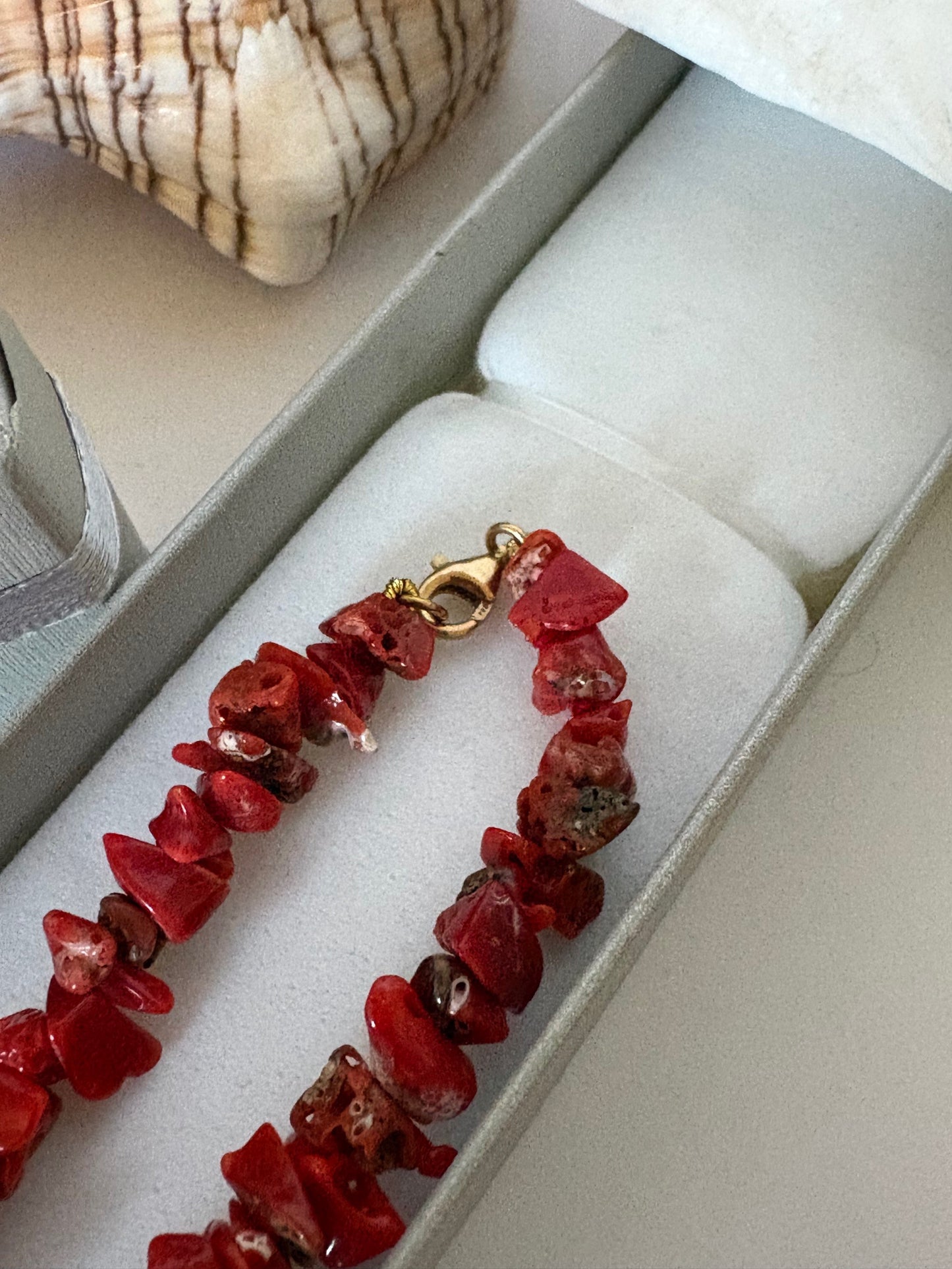 Vintage rote Korallenkette – hochwertig, 40 cm