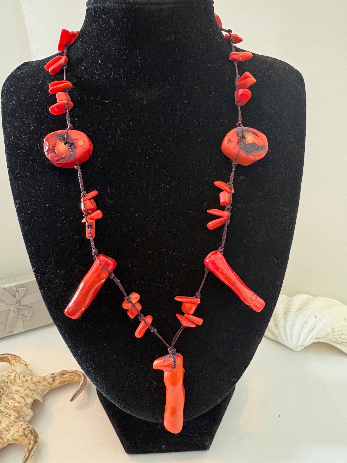 Vintage Statement Korallenkette Rot – Variabel 41–46 cm mit Verlängerung