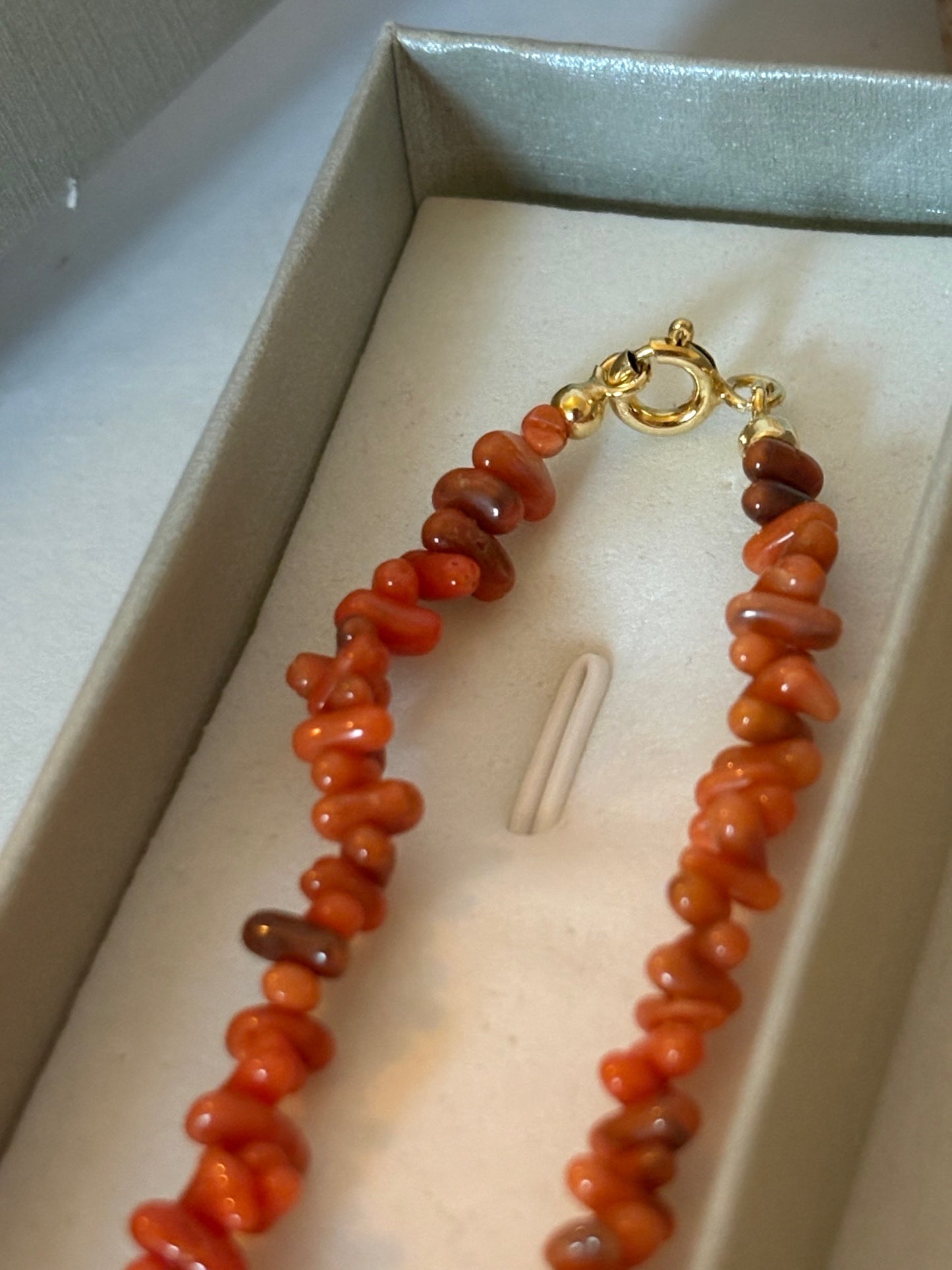 Vintage rote Korallenkette aus Italien (Region Sciacca) – handgefertigt, ca. 45,4 cm