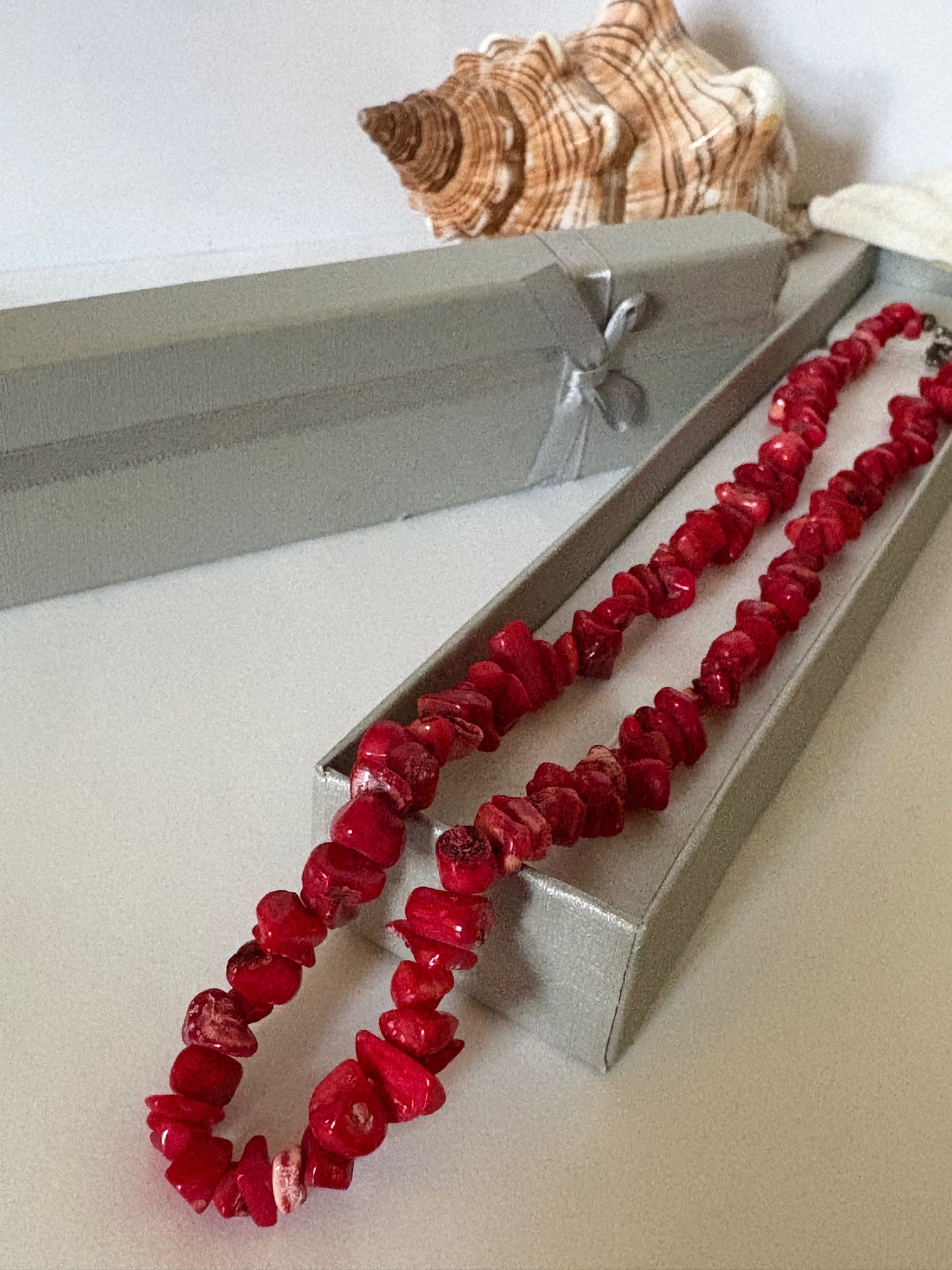 Vintage-Korallenkette in warmem Korallenrot – klassisch, ca. 44,0 cm