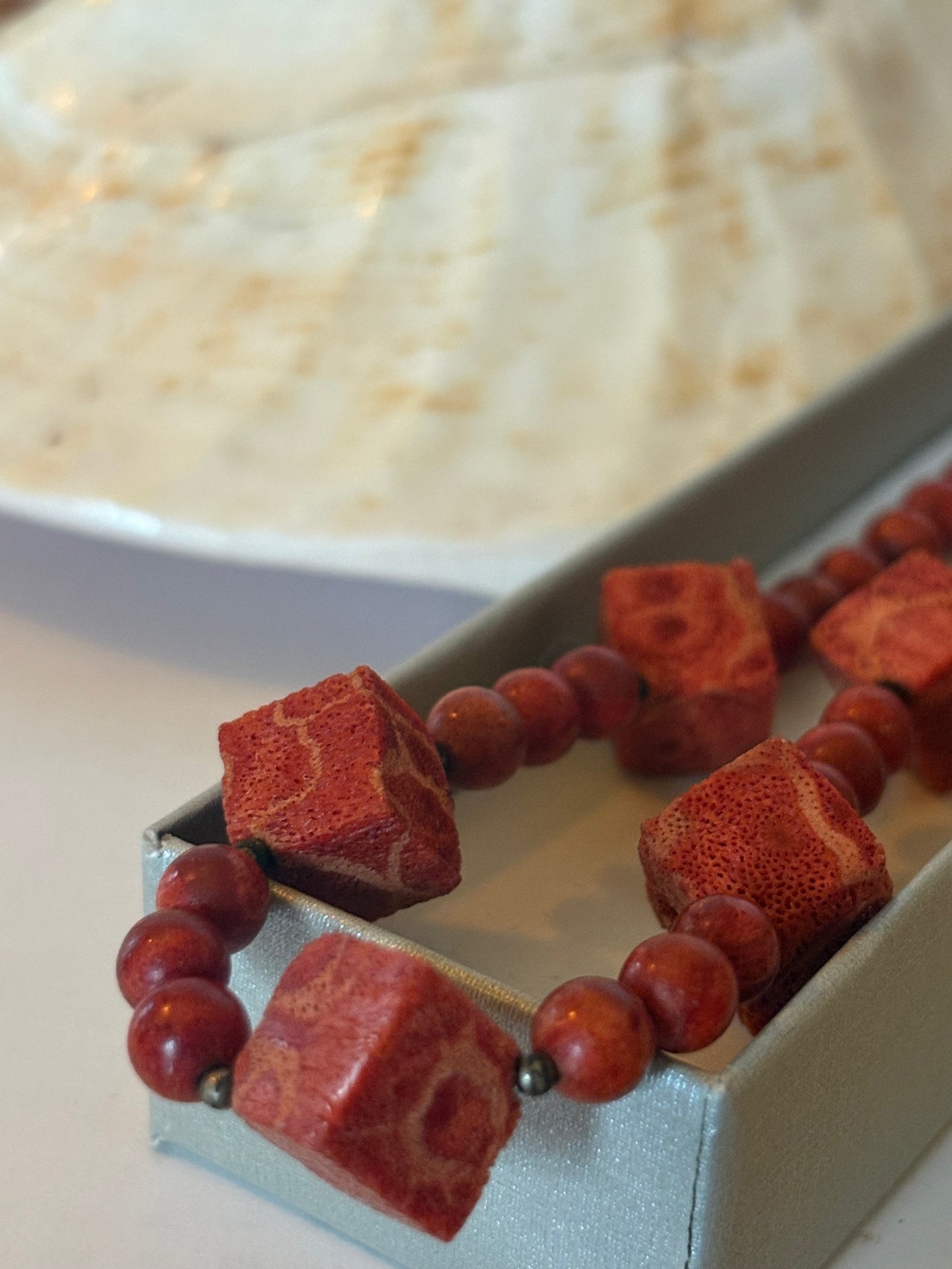 Vintage Rote Korallenkette aus Schaumkoralle – ca. 38,5 cm