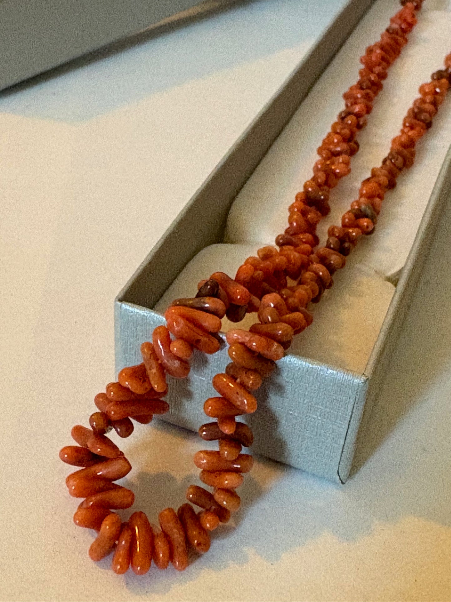 Vintage rote Korallenkette aus Italien (Region Sciacca) – handgefertigt, ca. 45,4 cm