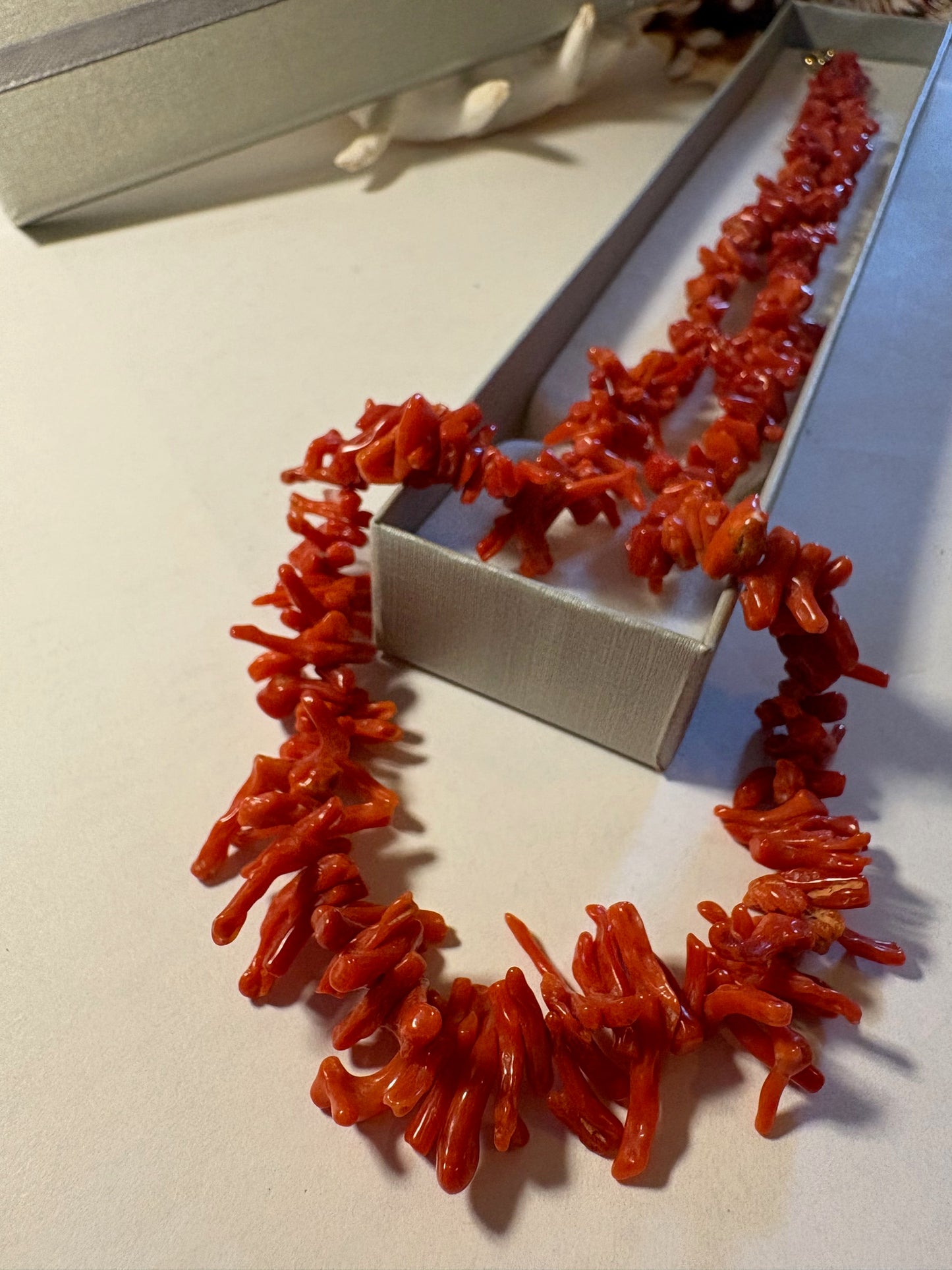 Vintage Korallenkette aus Astkoralle – klassisch, ca. 59 cm