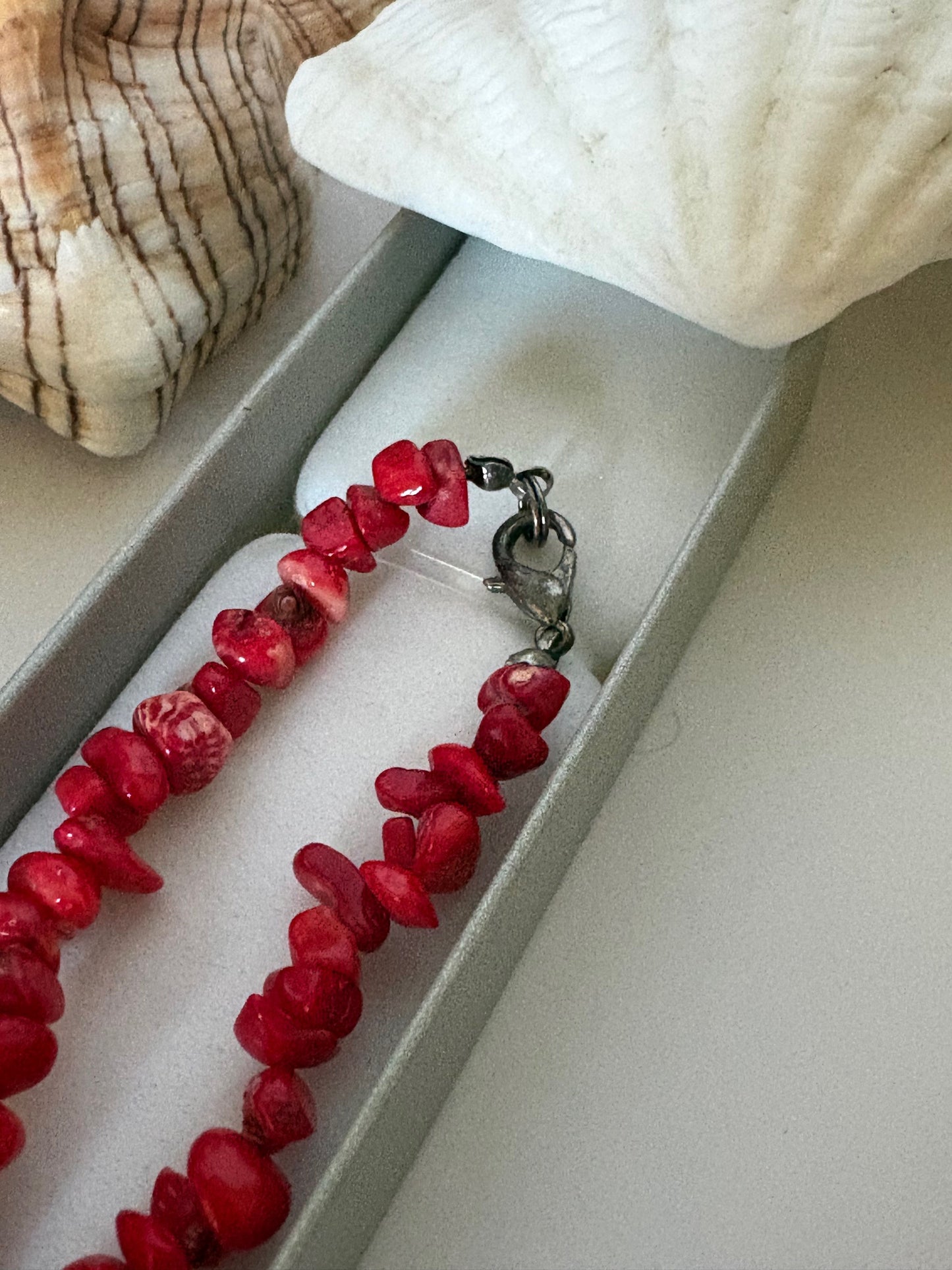 Vintage-Korallenkette in warmem Korallenrot – klassisch, ca. 44,0 cm