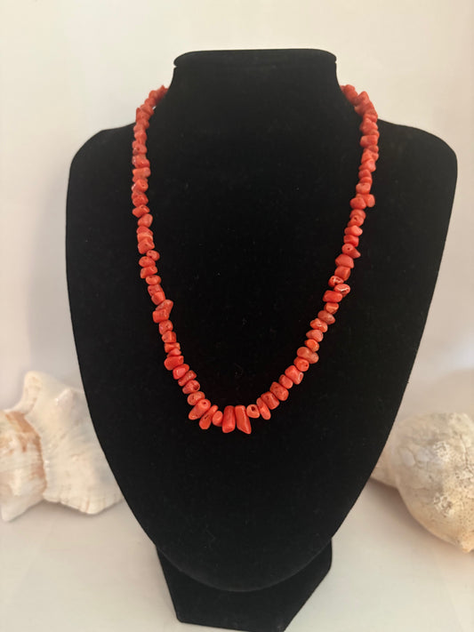 Vintage rote Korallenkette – Karabinerverschluss aus 925er Silber