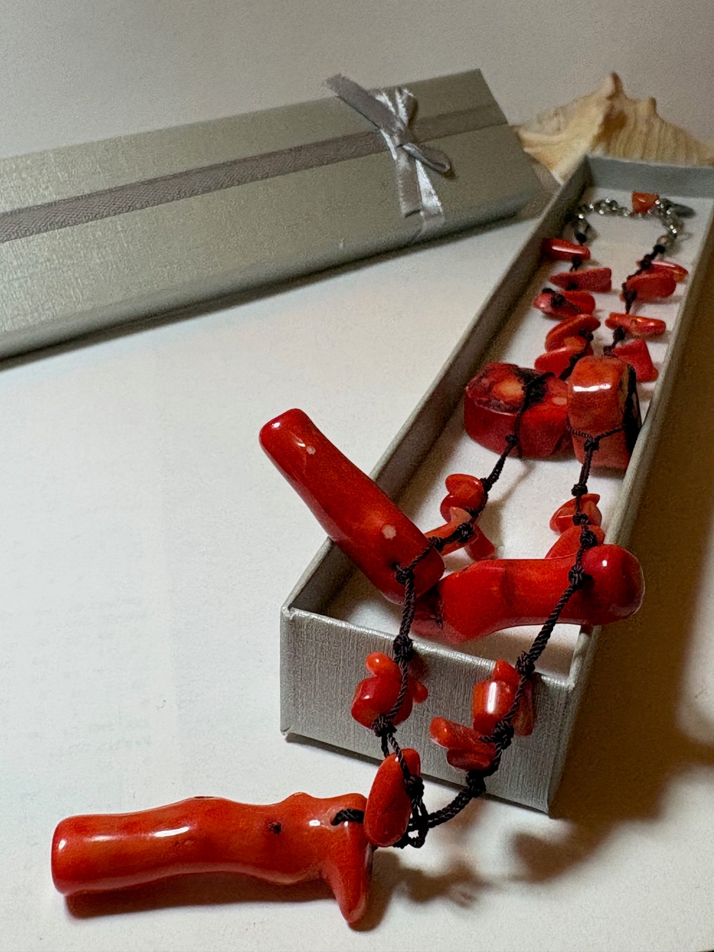 Vintage Statement Korallenkette Rot – Variabel 41–46 cm mit Verlängerung