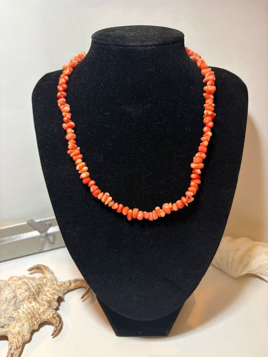 Vintage Engelshaut Korallenkette Rosa – Angelskin Collier 42 cm