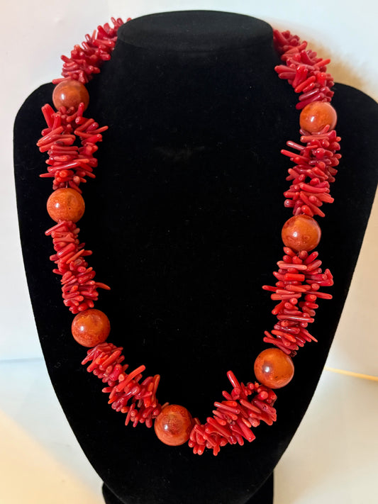 Vintage Korallenkette aus Schaum- und Astkoralle – ca. 47 cm