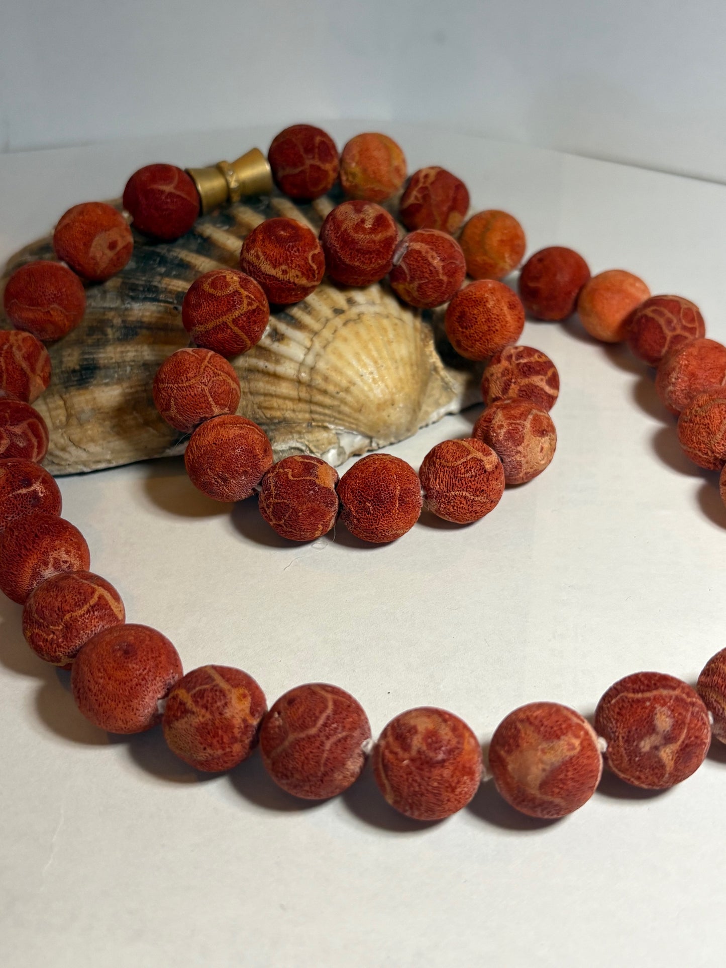 Vintage Schaumkoralle Set – Halskette & Armband, ca. 49 cm & elastisch